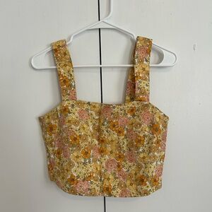 & Other Stories Linen Floral Crop Top
